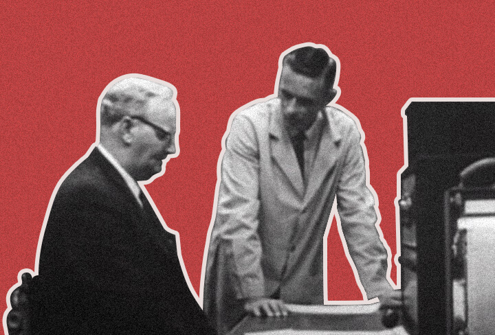 A screenshot from the 1962 documentary "The Milgram Experiment".